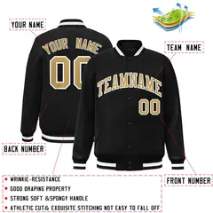 Black Old Gold-White Varsity Full-Snap Letterman Jacket 2