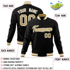 Black Old Gold-White Varsity Full-Snap Letterman Jacket 4