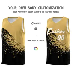 Black Old Gold Wing Pattern Basketball Sports Uniform Jersey 3