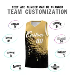 Black Old Gold Wing Pattern Basketball Sports Uniform Jersey 4