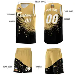 Black Old Gold Wing Pattern Basketball Sports Uniform Jersey 5