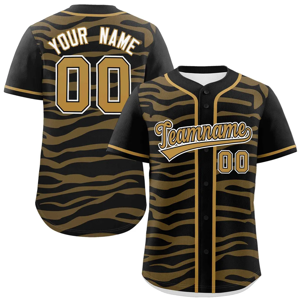 Black Old Gold Zebra Graffiti Authentic Baseball Jersey