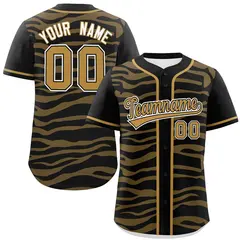 Black Old Gold Zebra Graffiti Authentic Baseball Jersey 1