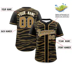 Black Old Gold Zebra Graffiti Authentic Baseball Jersey 2