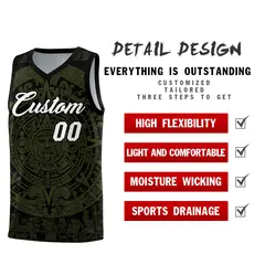 Black Olive Aztec Sun Stone Graffiti Basketball Jersey 2