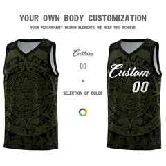 Black Olive Aztec Sun Stone Graffiti Basketball Jersey 3