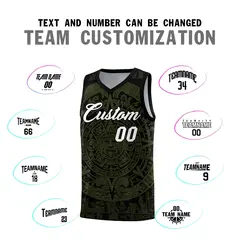 Black Olive Aztec Sun Stone Graffiti Basketball Jersey 4