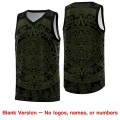 Black Olive Aztec Sun Stone Graffiti Basketball Jersey 6