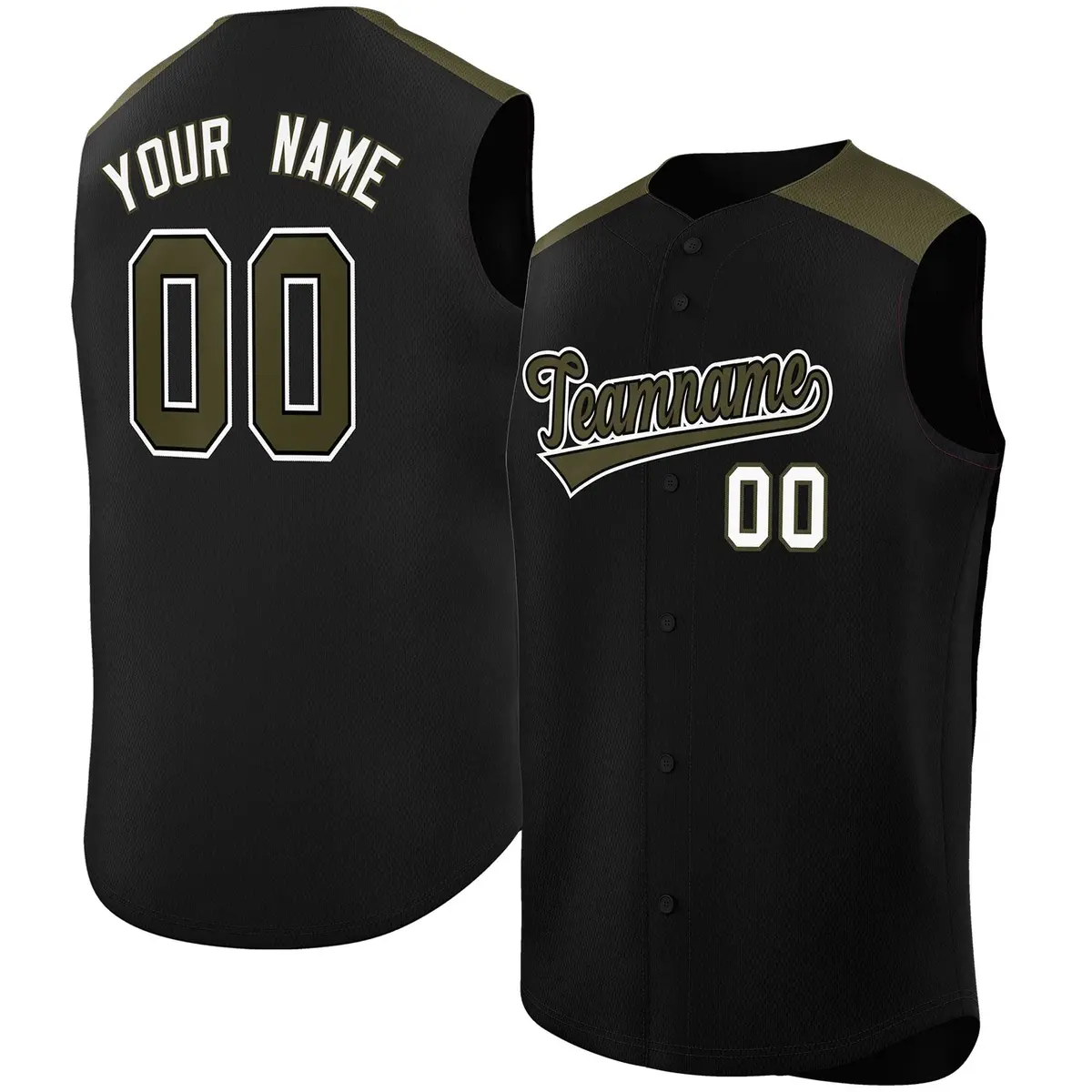 Black Olive Classic Sleeveless Baseball Jersey