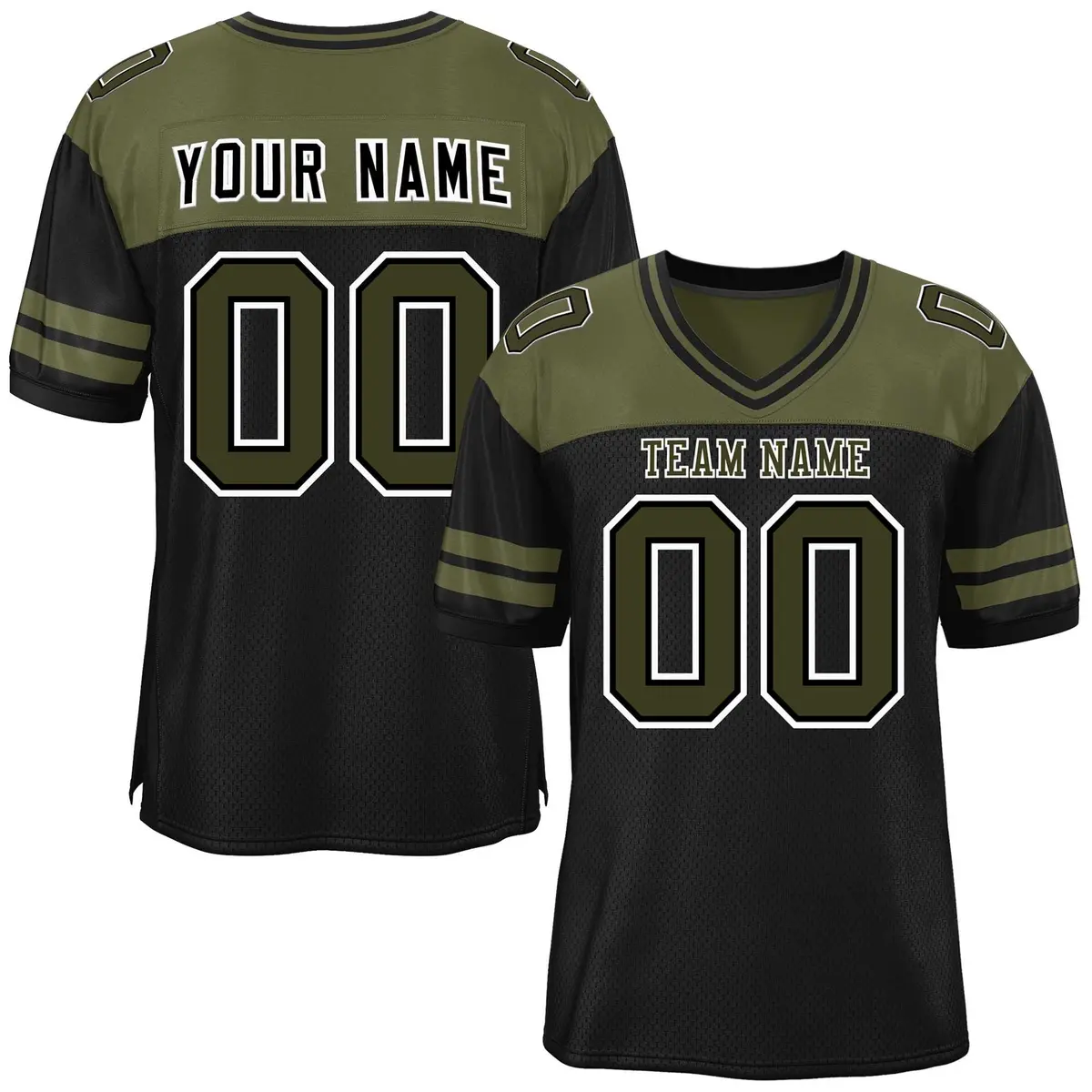 Black Olive Color Block Authentic Football Jersey
