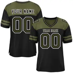 Black Olive Color Block Authentic Football Jersey