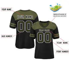 Black Olive Color Block Authentic Football Jersey 2