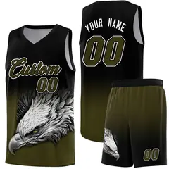 Black Olive Eagle Graffiti Pattern Basketball Jersey