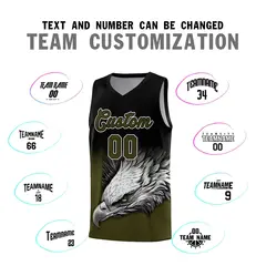Black Olive Eagle Graffiti Pattern Basketball Jersey 2