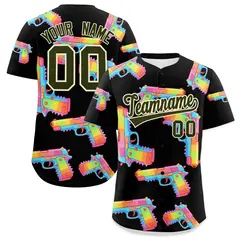 Black Olive Firepower Graffiti Breathable Baseball Jersey 1