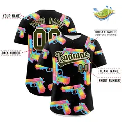 Black Olive Firepower Graffiti Breathable Baseball Jersey 2