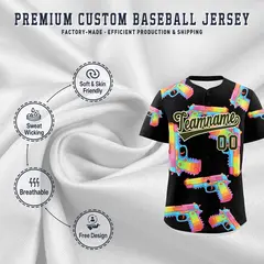 Black Olive Firepower Graffiti Breathable Baseball Jersey 3