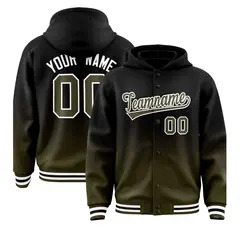 Black Olive Gradient Letterman Varsity Jacket Hoodie 1