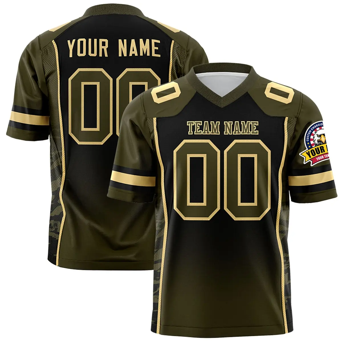 Black Olive Gradient Side Pattern Authentic Football Jersey