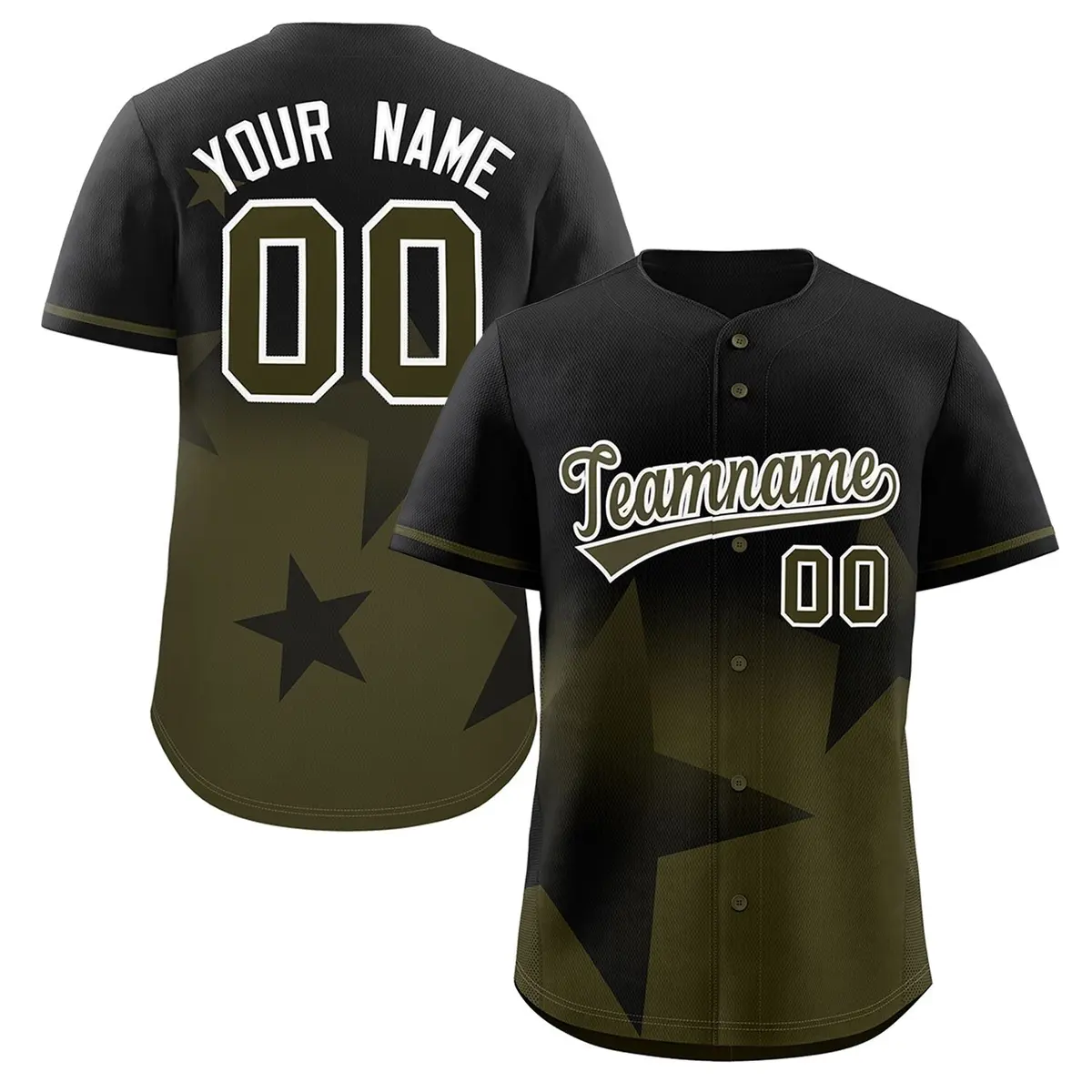 Black Olive Gradient Star Graffiti Authentic Baseball Jersey