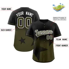 Black Olive Gradient Star Graffiti Authentic Baseball Jersey 2