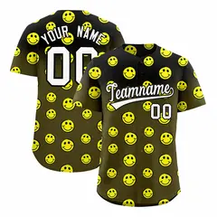 Black Olive Graffiti Gradient Smile Baseball Jersey 1