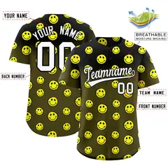 Black Olive Graffiti Gradient Smile Baseball Jersey 2