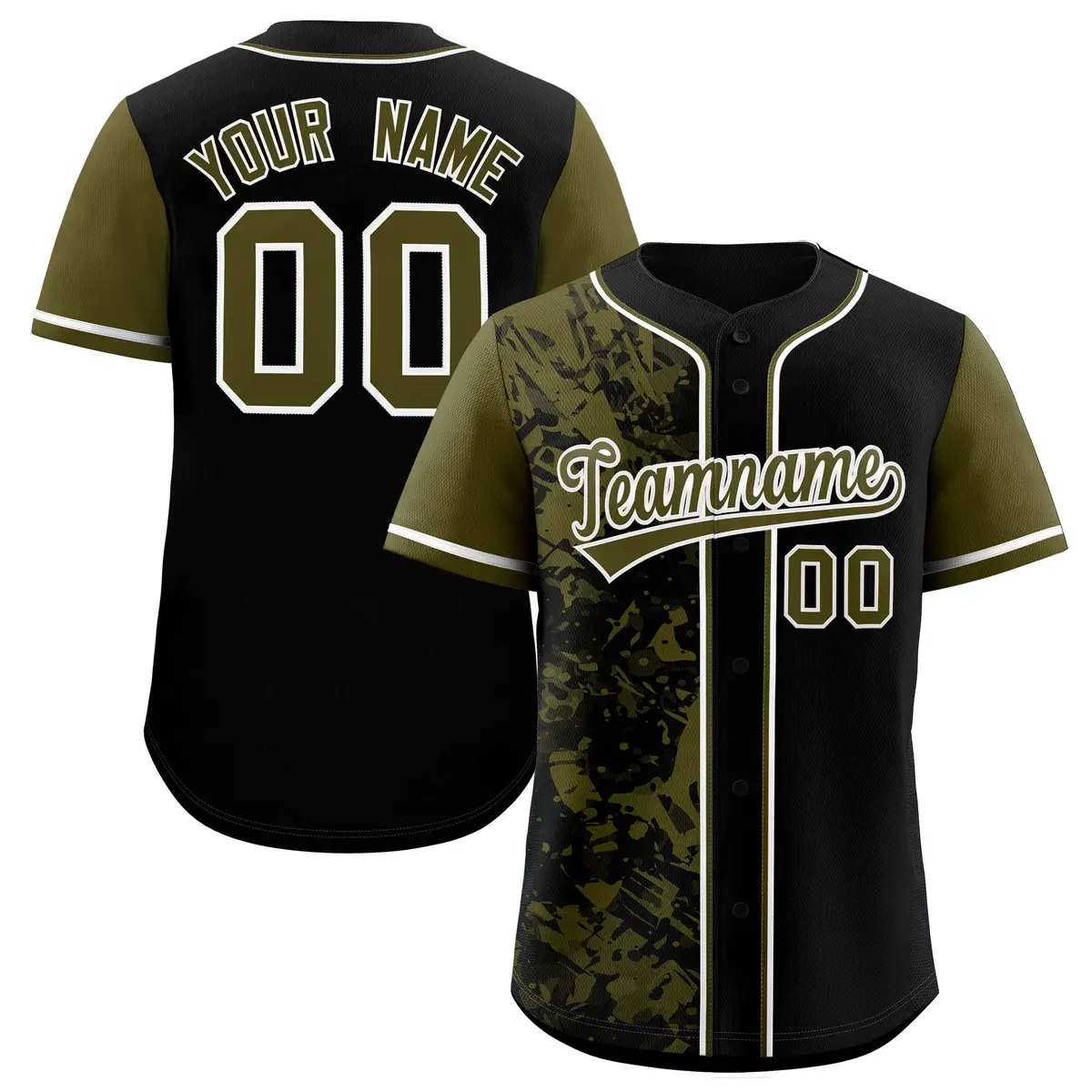 Black Olive Graffiti Split Raglan Sleeve Baseball Jersey