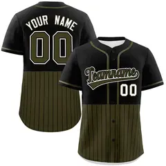 Black Olive Half Stripe Authentic Baseball Jersey 1