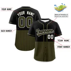 Black Olive Half Stripe Authentic Baseball Jersey 2