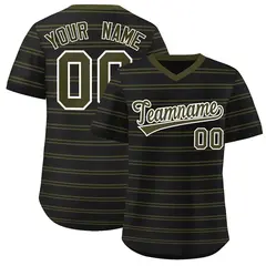Black Olive Horizontal Stripe Pullover Baseball Jersey