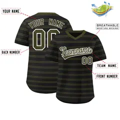 Black Olive Horizontal Stripe Pullover Baseball Jersey 2