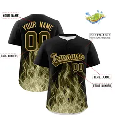 Black Olive Khaki Flame Graffiti Baseball Jersey 2