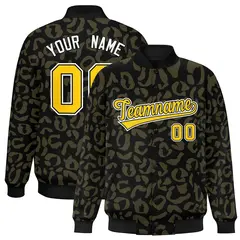 Black Olive Leopard Graffiti Varsity Letterman Baseball Jacket 1