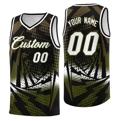 Black Olive Lightning Halftone Dot Basketball Jersey 1