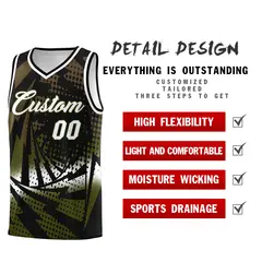 Black Olive Lightning Halftone Dot Basketball Jersey 2