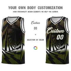 Black Olive Lightning Halftone Dot Basketball Jersey 3