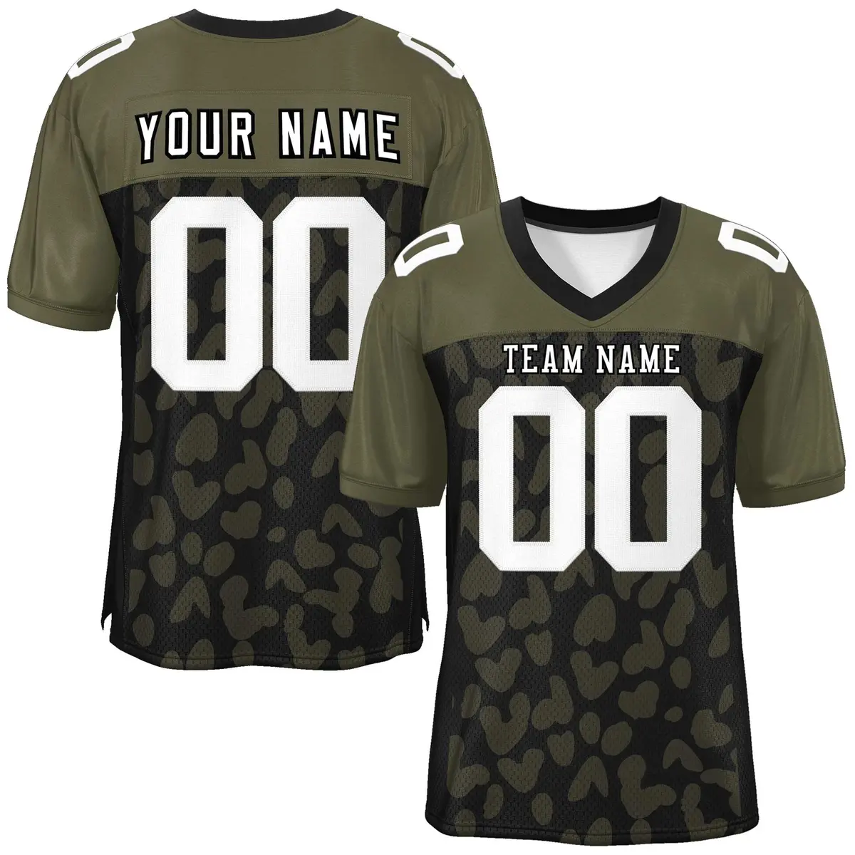 Black Olive Raglan Sleeves Camo Authentic Football Jersey