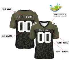Black Olive Raglan Sleeves Camo Authentic Football Jersey 2