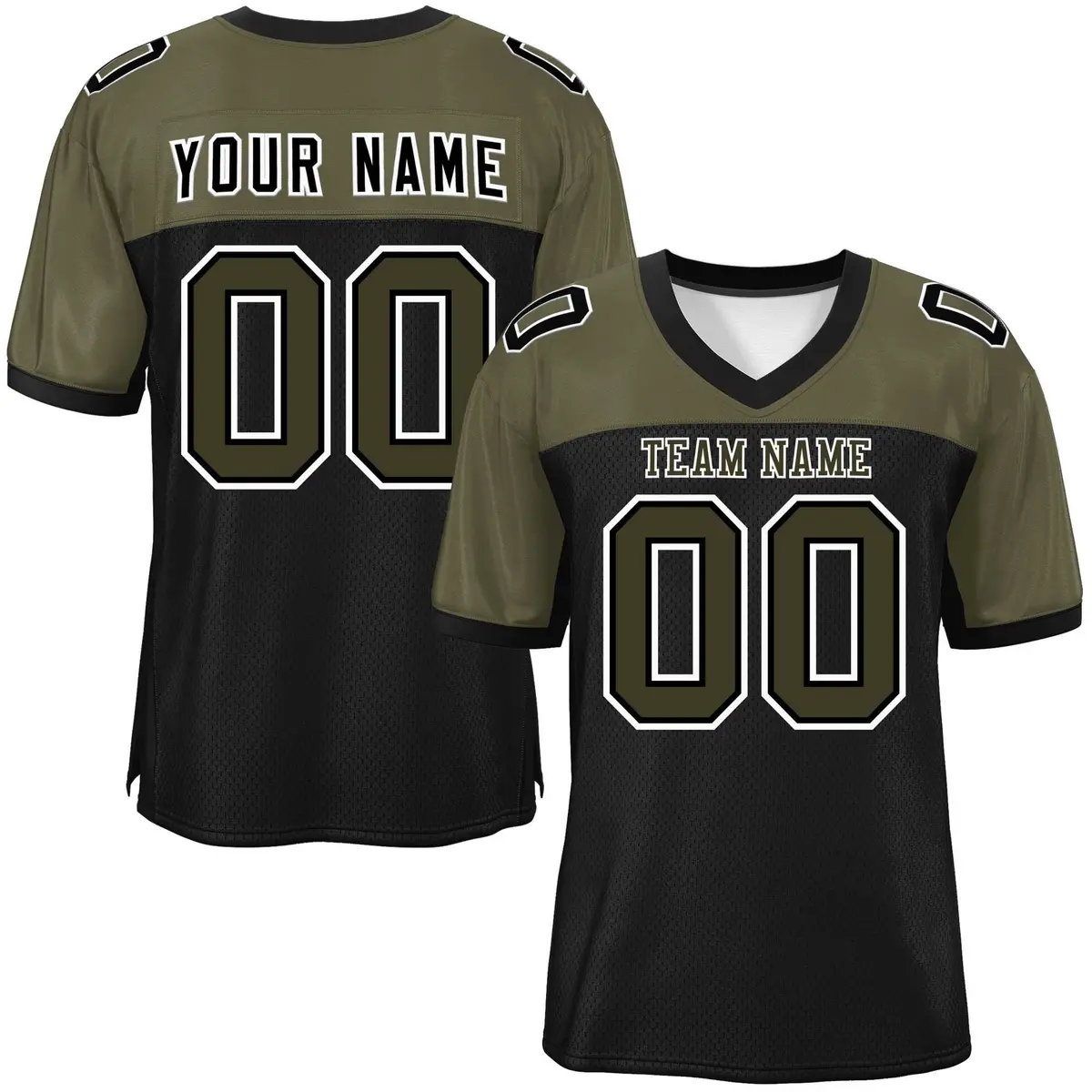 Black-Olive Raglan Sleeves Fashion Authentic Football Jersey