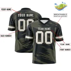 Black Olive Scratch Pattern Authentic Football Jersey 2