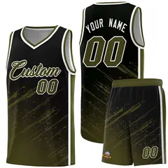 Black Olive Splash Pattern Basketball Uniforms 1