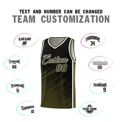 Black Olive Splash Pattern Basketball Uniforms 4