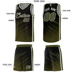 Black Olive Splash Pattern Basketball Uniforms 5