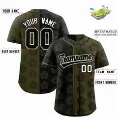 Black Olive Split Flower Graffiti Authentic Baseball Jersey 2
