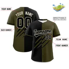 Black Olive Split Tiger Claw Scratch Baseball Jersey 2
