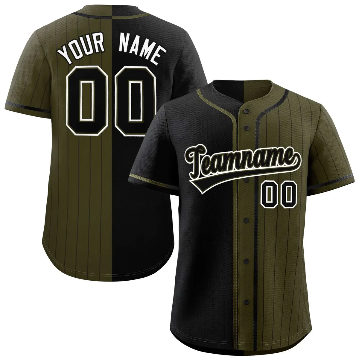 Black Olive Stripe-Solid Combo Authentic Baseball Jersey