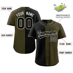 Black Olive Stripe-Solid Combo Authentic Baseball Jersey 2