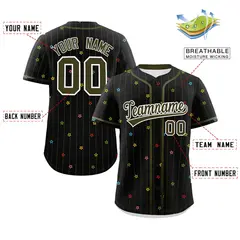 Black Olive Stripe Star Pattern Authentic Baseball Jersey 2
