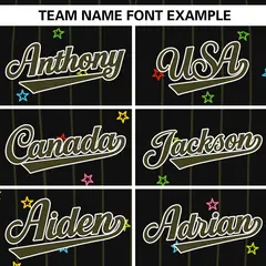Black Olive Stripe Star Pattern Authentic Baseball Jersey 3
